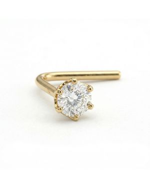 Zahav Jewelry 14K Solid 24G 2Mm Cz L Shape Nose Stud - White