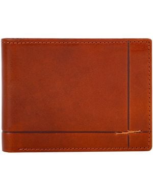 Time Resistance Cognac Leather Bifold Wallet - Brown