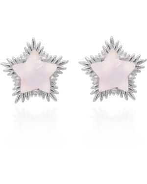 Luna Charles Felicity Moonstone Spiky Star Stud Earrings - Metallic