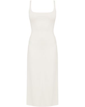 UNDRESS Neutrals Olivia Off- Midi Bodycon Dress With Square Neckline - White