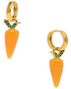 Saachi Carrot Huggie Charm Earrings - Metallic