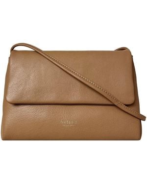 BELYSA Neutrals Roberta Camel Leather Clutch - Natural