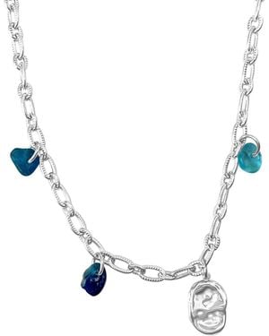Glassy Rocky Anklet Sea Glass Steel - Metallic