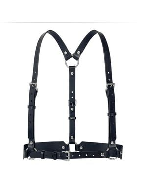 Haute Cuir Textured Leather Body Harness - Blue