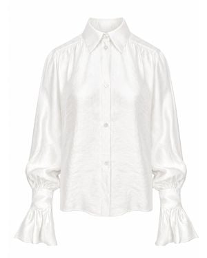 Mandragora Crinkled Shirt With Decorative Cuffs Carmen Ecru - White