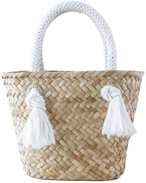 LIKHÂ Oat Small Classic Tote Bag With Braided Handles - White