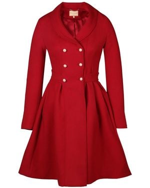 Santinni Kennedy 100% Wool Dress Coat - Red