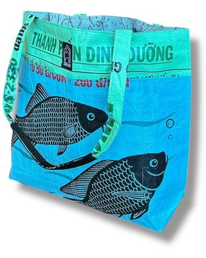 Torrain Recycled Bags Sky Fish Barrel Tote - Blue