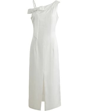 Aisl Asymmetric Ribbon Maxi Dress - White