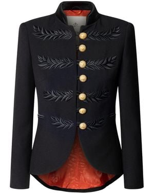 The Extreme Collection Embroidered Tailored Black Crepe Blazer