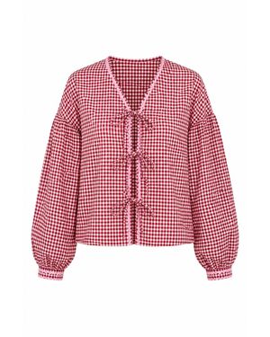 Mind Traveler Marta Burgundy Gingham Blouse - Red