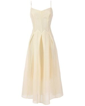 Luna Fashion House Ivory Midi Dress, Nela - White