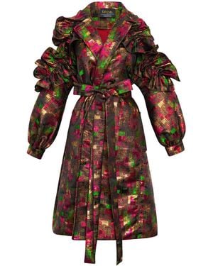 Byvinnik Ruffle Trench Coat - Red