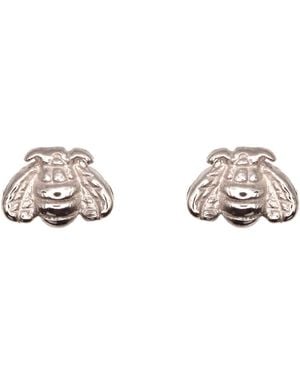 VicStoneNYC Fine Jewelry Tiny Cute Happy Bee Solid Earrings - Metallic