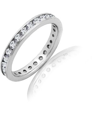 Diamonbliss Embellished With Swarovski Channel Setting One Carat Round Cut Eternity Ring - Metallic