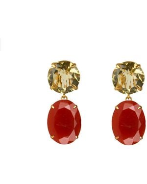 Bounkit Vanessa Earrings Carnelian Clip On - Red