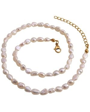 Sophelia Plated Natural Freshwater Pearl Choker Necklace - Metallic