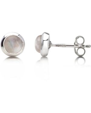 The Jewellery Store London Round Moonstone Studs - Metallic