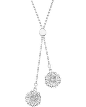 CarterGore Daisy Flower Sterling Slider Necklace - White