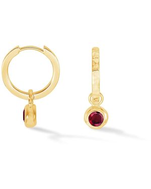 Dower & Hall Garnet Hammered Huggie Hoops - Metallic