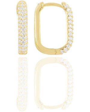 BY EDA DOGAN Pave Rectangular Huggie Earring - White