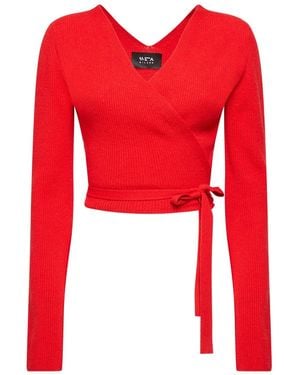 SVETA Milano Judith Cashmere-Wool Blend Wrap Cardigan - Red
