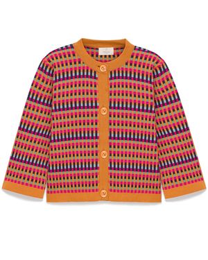 Peraluna Imagine Jacquard Knit Cardigan - Red