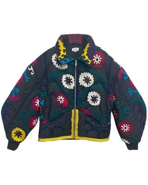 Zasta Studio Unknown Tapestries Cotton & Silk Blend Bomber Jacket Medium B - Blue