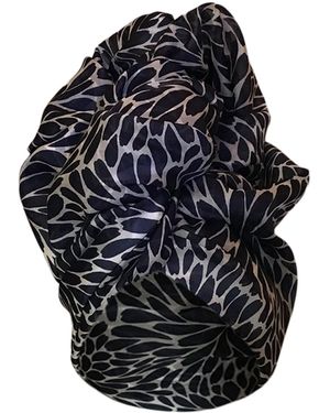 Romer Millinery Twisturban Turban & Floral Silk Organza Extra Full - Black