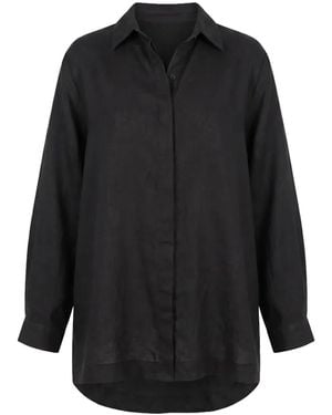 Adrift Clothing Oversized Linen Boyfriend Shirt - Black