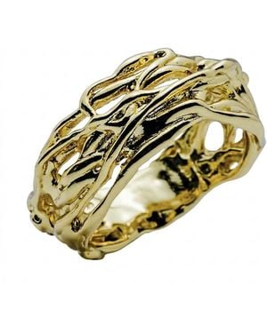 Mercela Woven Statement Ring – Chunky Textured Nature Inspired Ring Gift For Her - Metallic