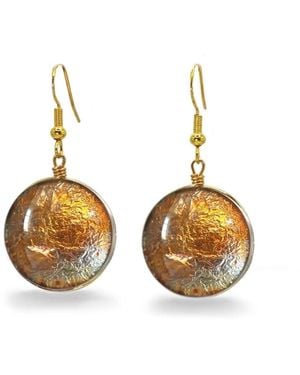 Laura Daili Golden Lunar Glass Earrings - Metallic