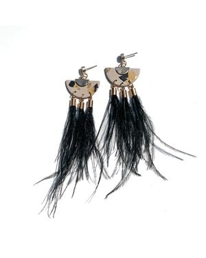 Babaloo Leopard Fringe Earrings - Black