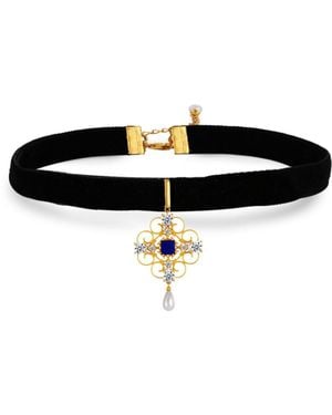 Retro Chic Orchid Dream Choker - Black