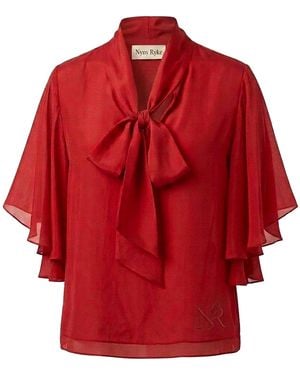Nyny Ryke Ada, Silk Blouse Sophisticated Day-To-Night Top - Red