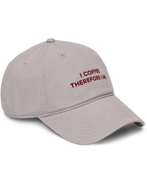 Anchor and Crew Gustatory I Coffee Therefore I Am. Cotton Embroidered Cap - Gray
