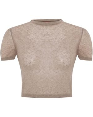 Pcfg Neutrals Short Sleeve Knit Top - Grey
