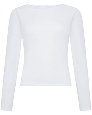 Not Basics Ribbed Boat Neck Long Sleeve T-Shirt - White