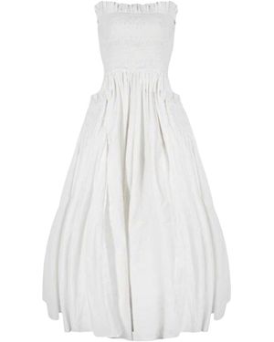 London Atelier Byproduct Cotton Strapless Smocked Maxi Dress - White