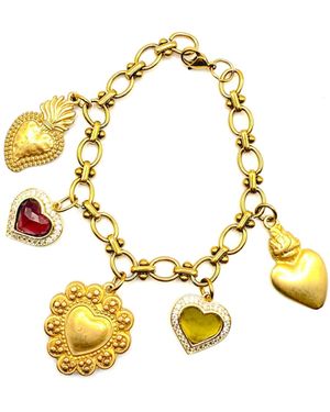 Achala Handcrafted Sabrina Heart Charm Bracelet With Semiprecious Stones - Metallic