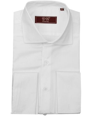 DAVID WEJ Cutaway Collar Double Cuff Fine Twill Shirt – - White