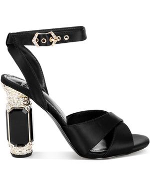 Rag & Co Tribeca Crystal & Diamante Pin Buckle Fantasy Heels - Brown