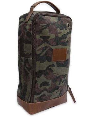 VIDA VIDA Canvas & Leather Trim Golf Football Boot Bag - Black