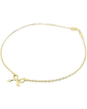 Harfi Dainty Bow Tie Bowknot Plated Charm Bracelet - Metallic