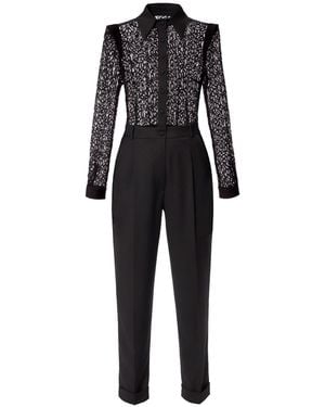 AGGI by HALEWSKI Aylin Reach Lace Top Jumpsuit - Black