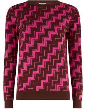 Sugarhill Rowena Jumper Berry Diagonal Stripe - Red