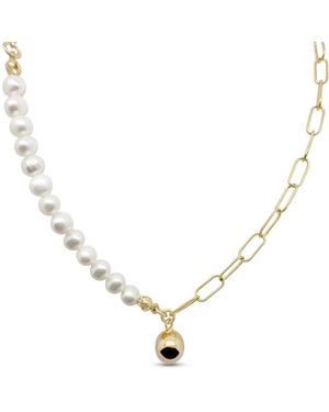 Clemence Wren Asymmetric Pearl Necklace - Metallic