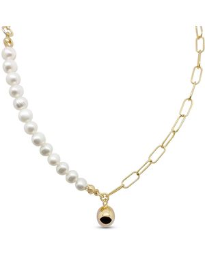 Clemence Wren Asymmetric Pearl Necklace - Metallic