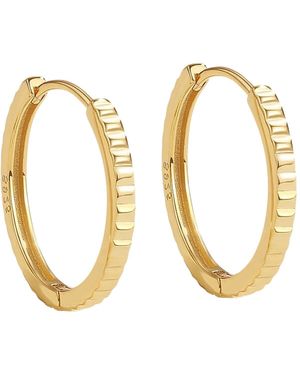 Nazzar Ribbed Slim Hoop Earrings - Metallic