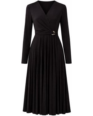 Exquise Regular Pleated Knit Midi Braeden Dress - Black